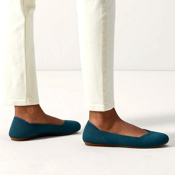 Rothy's The Flat Classic Rounded Forest Green/Teal Sustainable Ballet Flats - Picture 11 of 11